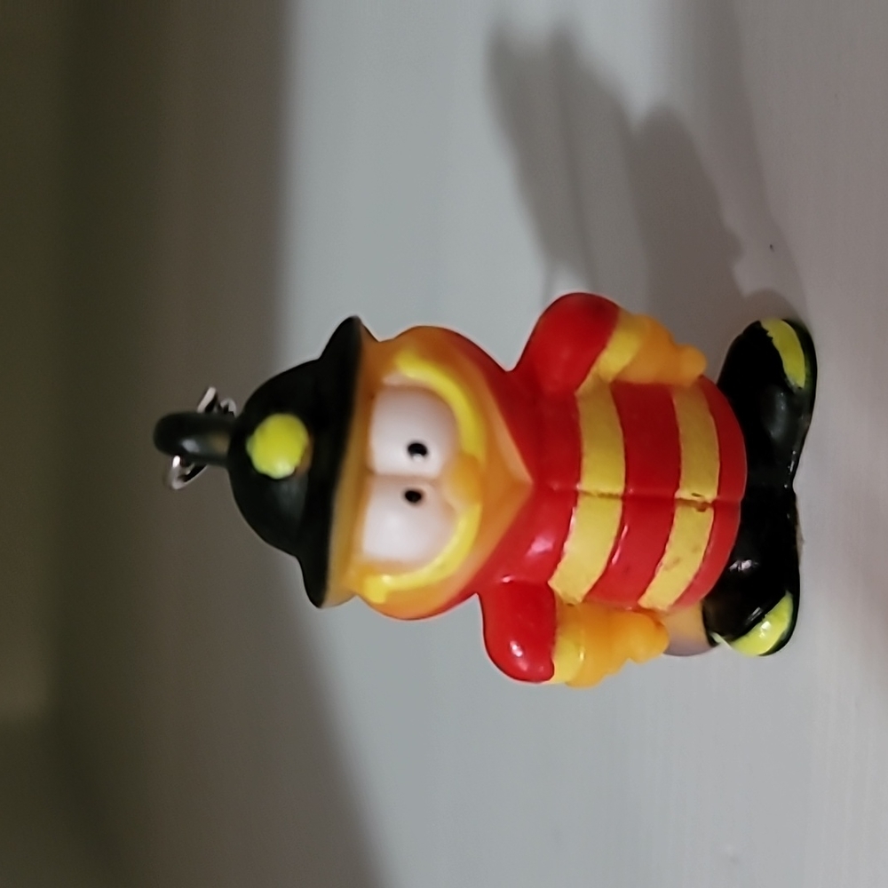Vintage Old Cute PAWS Garfield Keychain Garfield as a Fireman
